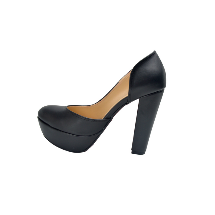 Elegant Leather High Heels Shoe Black - Melouk