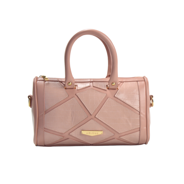Light Pink Embossed Leather Handbag - Melouk