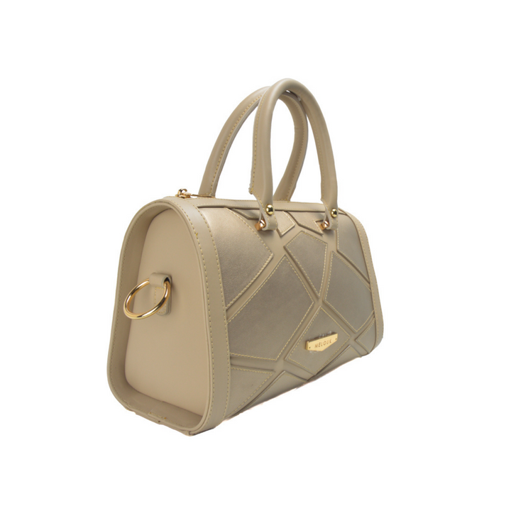 Beige Leather Handbag With Details - Melouk