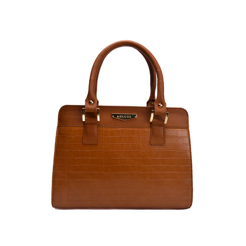 Beige Simple Leather Handbag-Havan - Melouk