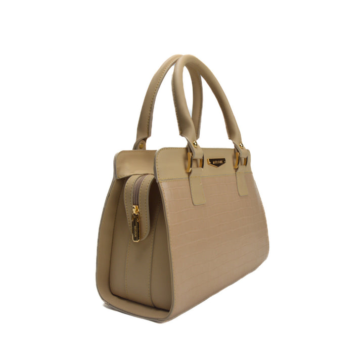 Beige Simple Leather Handbag-Beige - Melouk