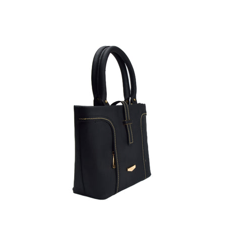 Black Leather Shoulder Bag With Details - Melouk
