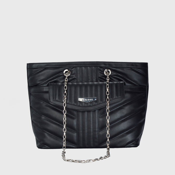 Basic Black Leather Shoulder Bag