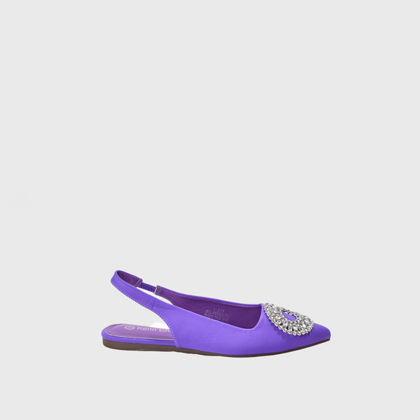 Purple Flat Buckled Sandal With Studs