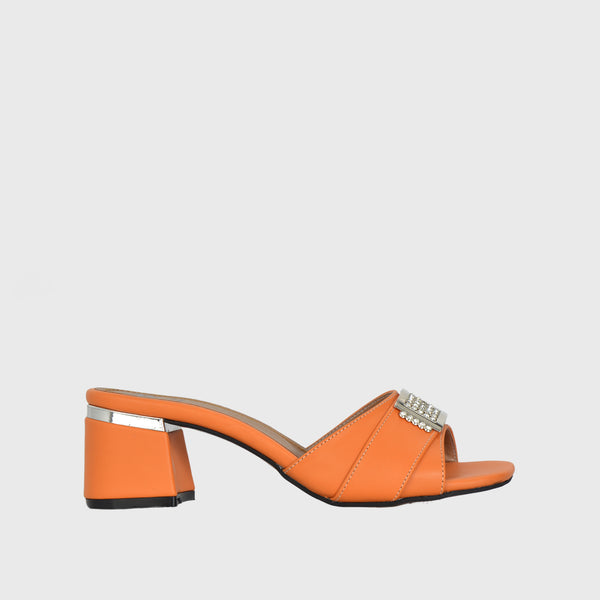 Orange Classy heeled Flip flop
