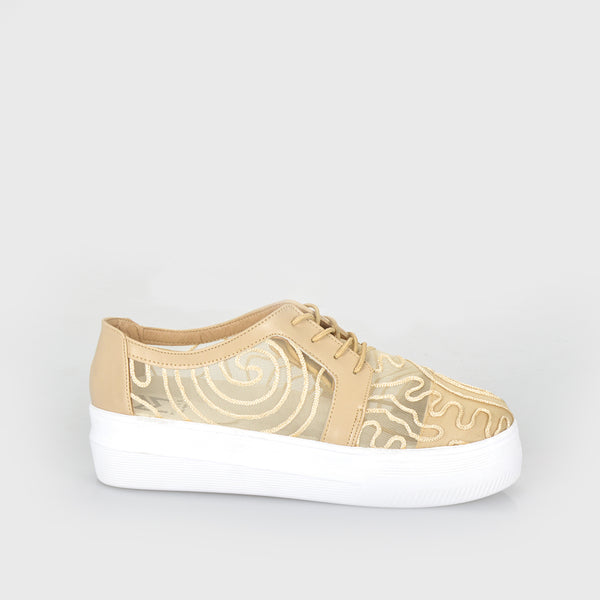 Beige Leather Sneaker with Details
