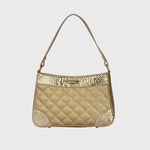 Gold Basic Leather Shoulder Bag