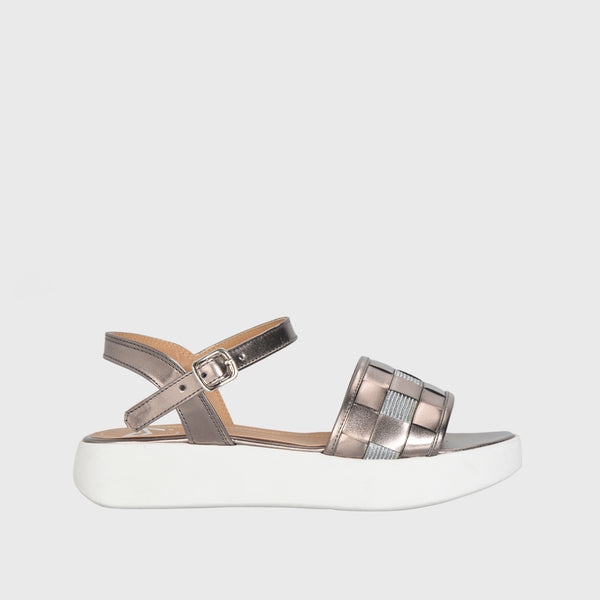 Embossed Leather Wedge Sandal Coral